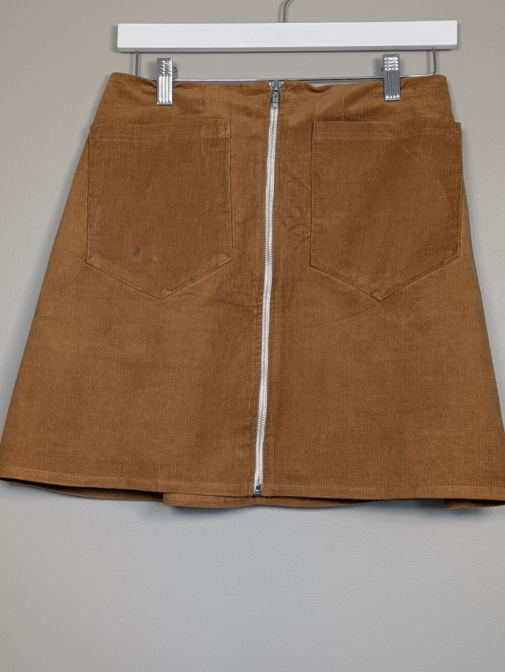 Boho Modcore Dark Academia Light Weight A-Line Brown Corduroy Skirt L Van Quigg